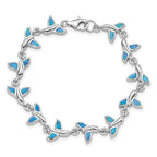 Sterling Silver Rhodium-Plated Whale Tail 7.75 inch Bracelet