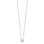 Sterling Silver Polished 9mm Bezel CZ Necklace