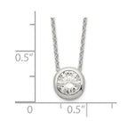 Sterling Silver Polished 9mm Bezel CZ Necklace