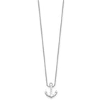 Sterling Silver Rhodium-plated Anchor 16 inch with a 2 inch extention Necklace