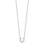 Sterling Silver Polished CZ Horseshoe w/ 1 inch ext Necklace