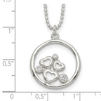 Sterling Silver Polished CZ Heart Necklace