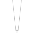 Sterling Silver Rhodium-plated CZ Cross w/2in ext. Necklace