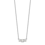 Sterling Silver Rhodium-plated CZ 3-Stone w/1in ext. Necklace