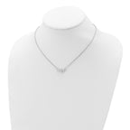 Sterling Silver Rhodium-plated CZ 3-Stone w/1in ext. Necklace