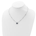 Sterling Silver RH-plated Dark Mystic CZ Halo Pendant on 10-Station Necklac