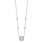 Sterling Silver Rhod-pltd Square CZ Pendant w/2in ext 4-Station Necklace