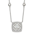 Sterling Silver Rhod-pltd Square CZ Pendant w/2in ext 4-Station Necklace