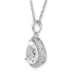 Sterling Silver Rhodium Created White Topaz & CZ Necklace