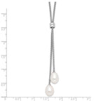Sterling Silver Rhodium-plated 7-8mm Teardrop Freshwater Cultured Pearl 16 inch with 2 inch Extension Drop Necklace