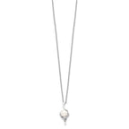 Sterling Silver Rhodium-plated 6-7mm White Semi-Round Freshwater Cultured Pearl and CZ 17 inch Necklace