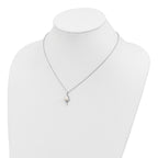 Sterling Silver Rhodium-plated 6-7mm White Semi-Round Freshwater Cultured Pearl and CZ 17 inch Necklace