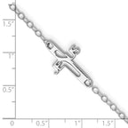 Sterling Silver Rhodium-plated Jesus Cross Anklet