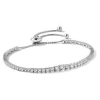 Sterling Shimmer Sterling Silver Rhodium-plated 67 Stone Graduated CZ Adjustable 5 inch up to 9 inch Bracelet