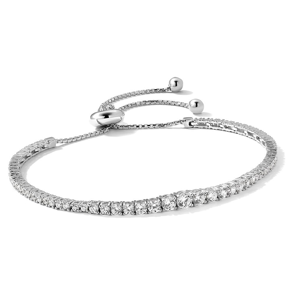 Sterling Shimmer Sterling Silver Rhodium-plated 67 Stone Graduated CZ Adjustable 5 inch up to 9 inch Bracelet
