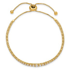 Sterling Shimmer Sterling Silver Gold-tone Flash Gold-plated 67 Stone Graduated CZ Adjustable 5 inch up to 9 inch Bracelet