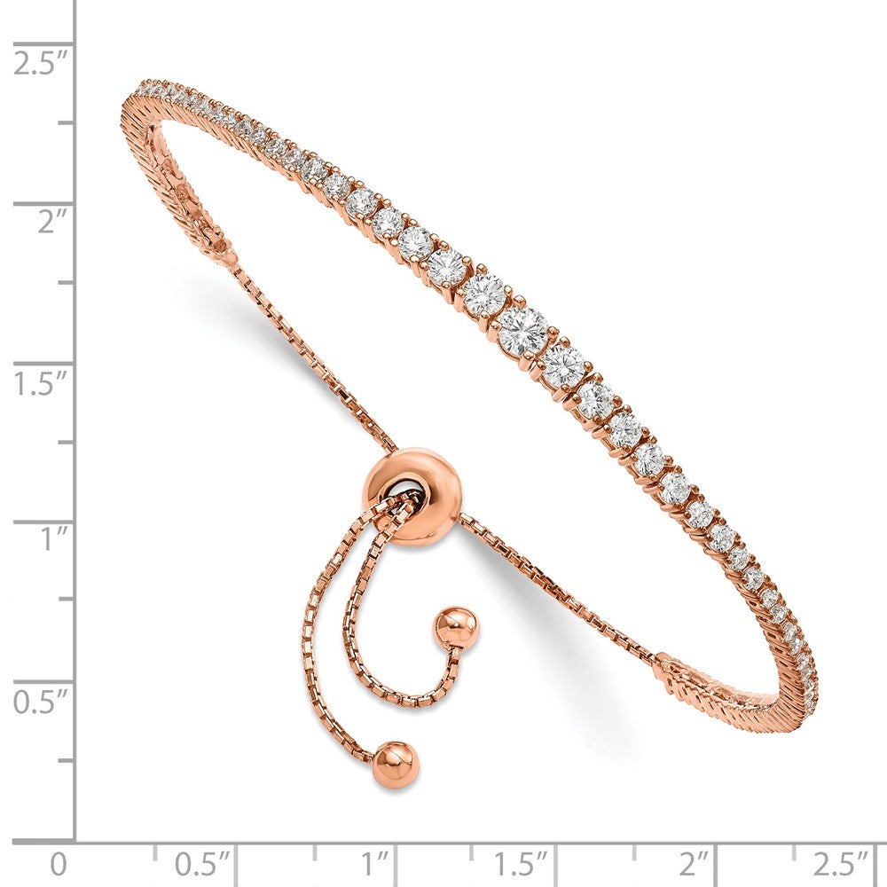 Sterling Shimmer Sterling Silver Rose-tone Flash Rose Gold-plated 67 Stone Graduated CZ Adjustable 5 inch up to 9 inch Bracelet