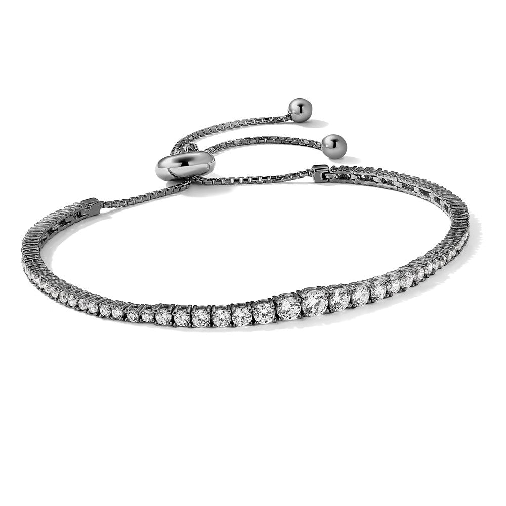 Sterling Shimmer Sterling Silver Black Rhodium-plated 67 Stone Graduated CZ Adjustable 5 inch up to 9 inch Bracelet