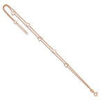 Sterling Silver Rose-tone Heart 2-Strand 9 inch Plus 1 inch Extender - Total 10 inch Anklet