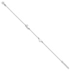 Sterling Silver Rhodium-plated Heart/LOVE Script 9 inch Plus 1 inch Extender - Total 10 inch Anklet