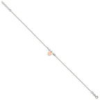 Sterling Silver Arrow with Rose-tone Heart 10 inch Plus 1 inch Extender - Total 11 inch Anklet