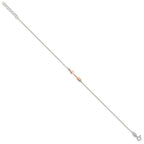 Sterling Silver with Rose-tone Arrow 9 inch Plus 1 inch Extender - Total 10 inch Anklet