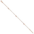 Sterling Silver Rose-tone Interlocked Hearts 9 inch Plus 1 inch Extender - Total 10 inch Anklet