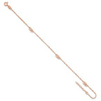 Sterling Silver Rose-tone Interlocked Hearts 9 inch Plus 1 inch Extender - Total 10 inch Anklet
