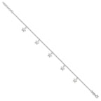 Sterling Silver Starfish Dangles 9 inch Plus 1 inch Extender - Total 10 inch Anklet