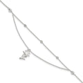 Sterling Silver Palm Tree 2-Strand 9 inch Plus 1 inch Extender - Total 10 inch Anklet