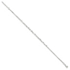 Sterling Silver Beaded 2-strand 9 inch Plus 1 inch Extender - Total 10 inch Anklet
