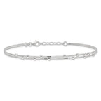 Sterling Silver Beaded 2-strand 9 inch Plus 1 inch Extender - Total 10 inch Anklet