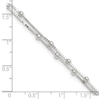 Sterling Silver Beaded 2-strand 9 inch Plus 1 inch Extender - Total 10 inch Anklet