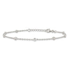 Sterling Silver Bezel CZ 8-Station 8.75 inch Plus 1 inch extender - Total 9.75 inch Anklet
