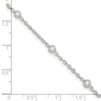Sterling Silver Bezel CZ 8-Station 8.75 inch Plus 1 inch extender - Total 9.75 inch Anklet