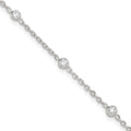 Sterling Silver Bezel CZ 8-Station 8.75 inch Plus 1 inch extender - Total 9.75 inch Anklet