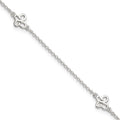 Sterling Silver Butterflies 9 inch Plus 1 inch Extender - Total 10 inch Anklet