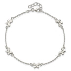 Sterling Silver Butterflies 9 inch Plus 1 inch Extender - Total 10 inch Anklet