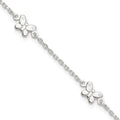 Sterling Silver Butterflies 9 inch Plus 1 inch Extender - Total 10 inch Anklet
