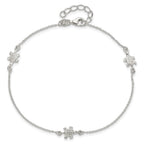 Sterling Silver Turtle 3-Station 9 inch Plus 1 inch Extender - Total 10 inch Anklet