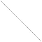 Sterling Silver Rhodium-plated Beads and Cross 9 inch Plus 1 inch Extender - Total 10 inch Anklet
