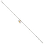 Sterling Silver Gold-tone Feathers 9 inch Plus 1 inch Extender - Total 10 inch Anklet