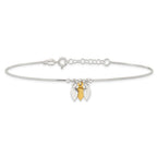 Sterling Silver Gold-tone Feathers 9 inch Plus 1 inch Extender - Total 10 inch Anklet