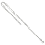 Sterling Silver 2-Strand Feathers 9 inch Plus 1 inch Extender - Total 10 inch Anklet