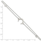 Sterling Silver Polished Moon and Stars 2-strand 7.5in Bracelet