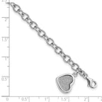 Sterling Silver Rhodium-plated Glitter Enamel Heart Bracelet