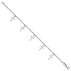 Sterling Silver Polished Cross 7.5in Bracelet