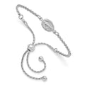 Sterling Silver Rhodium-Plate Miraculous Medal Adjustable 4-9in Bracelet