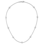 Sterling Silver Rhodium-plated 9-Station CZ Polished Necklace