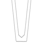 Sterling Silver Rhodium-plated CZ Double Bar Multi-Strand Necklace